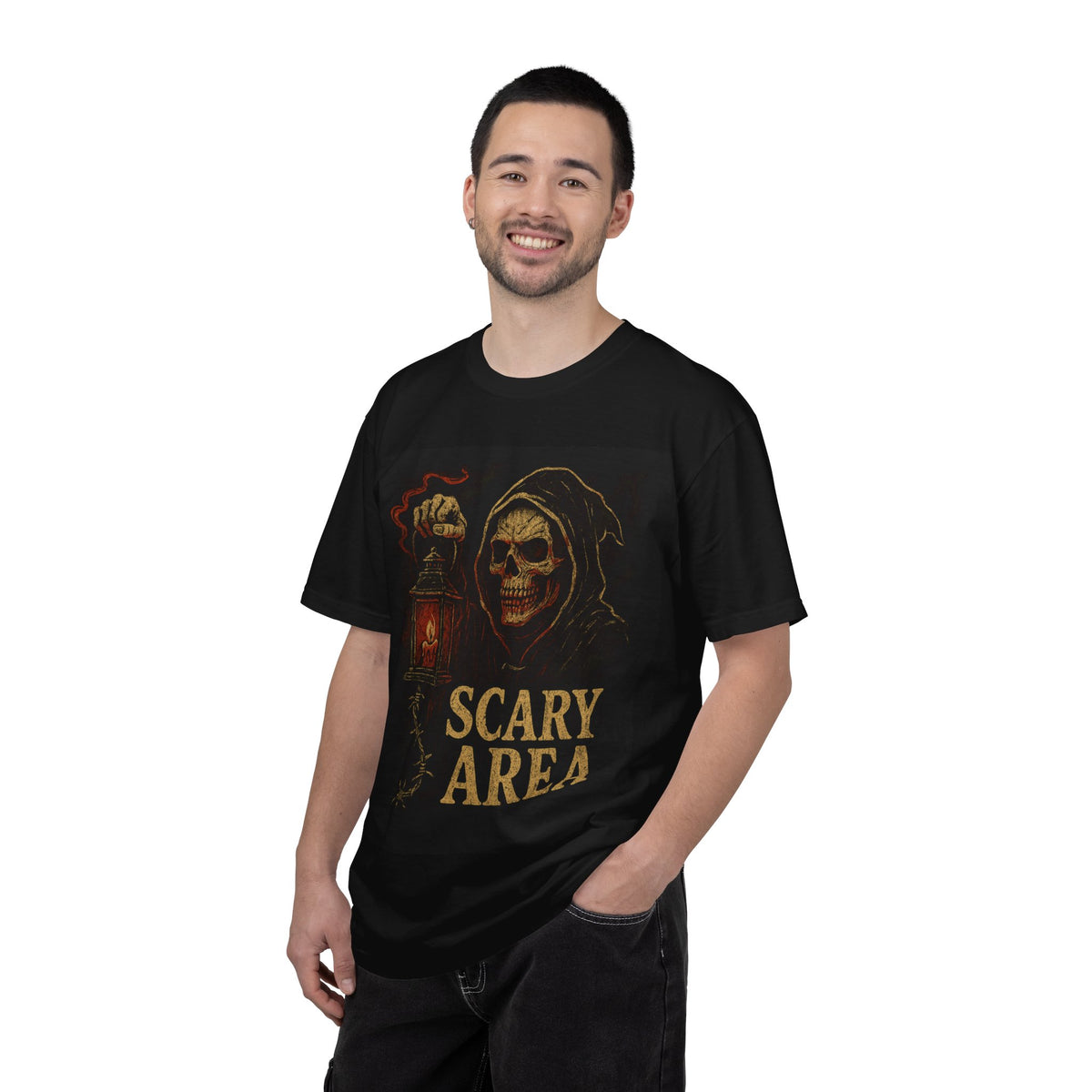 Scary Area T-Shirt — Grim Reaper Lantern Halloween Tee