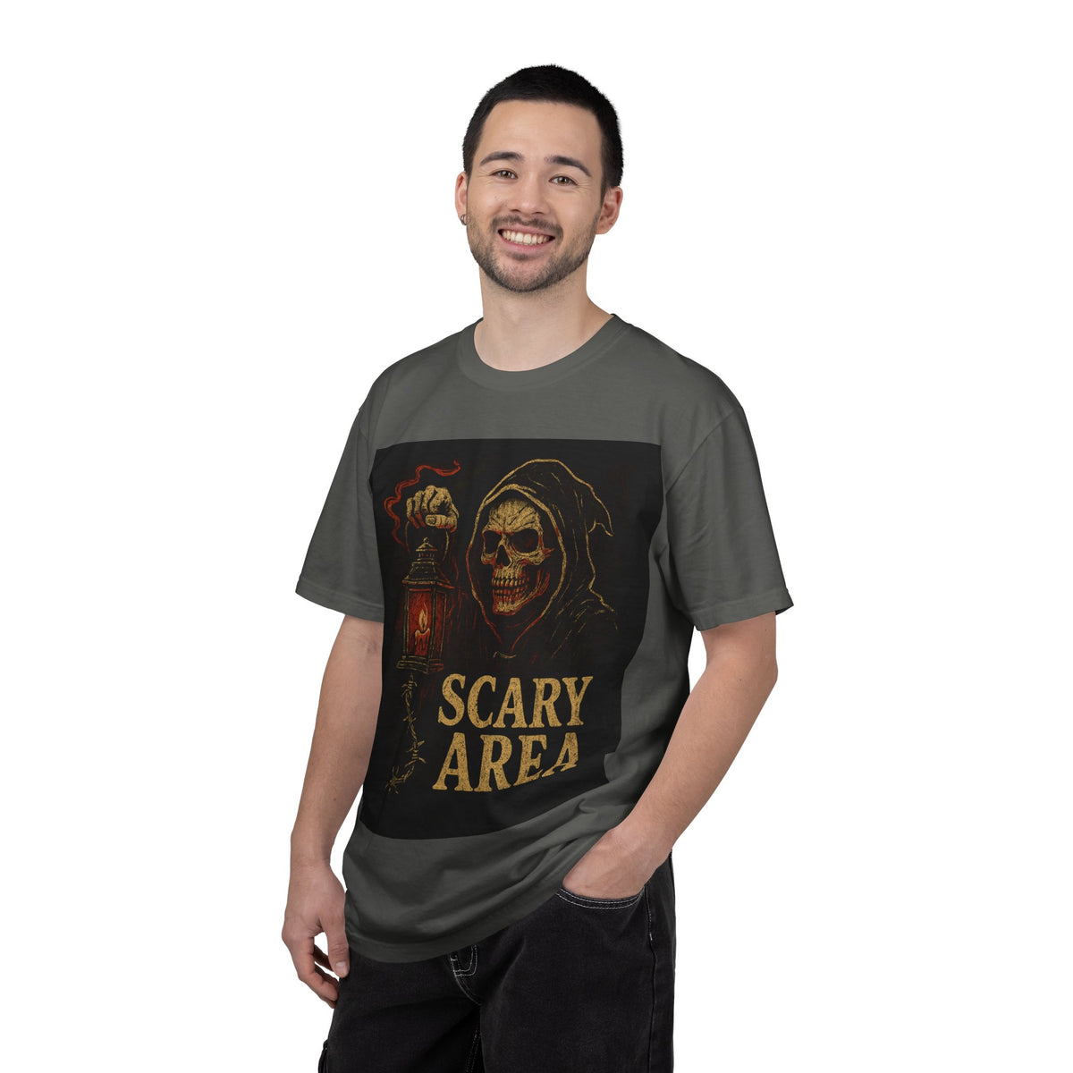 Scary Area T-Shirt — Grim Reaper Lantern Halloween Tee