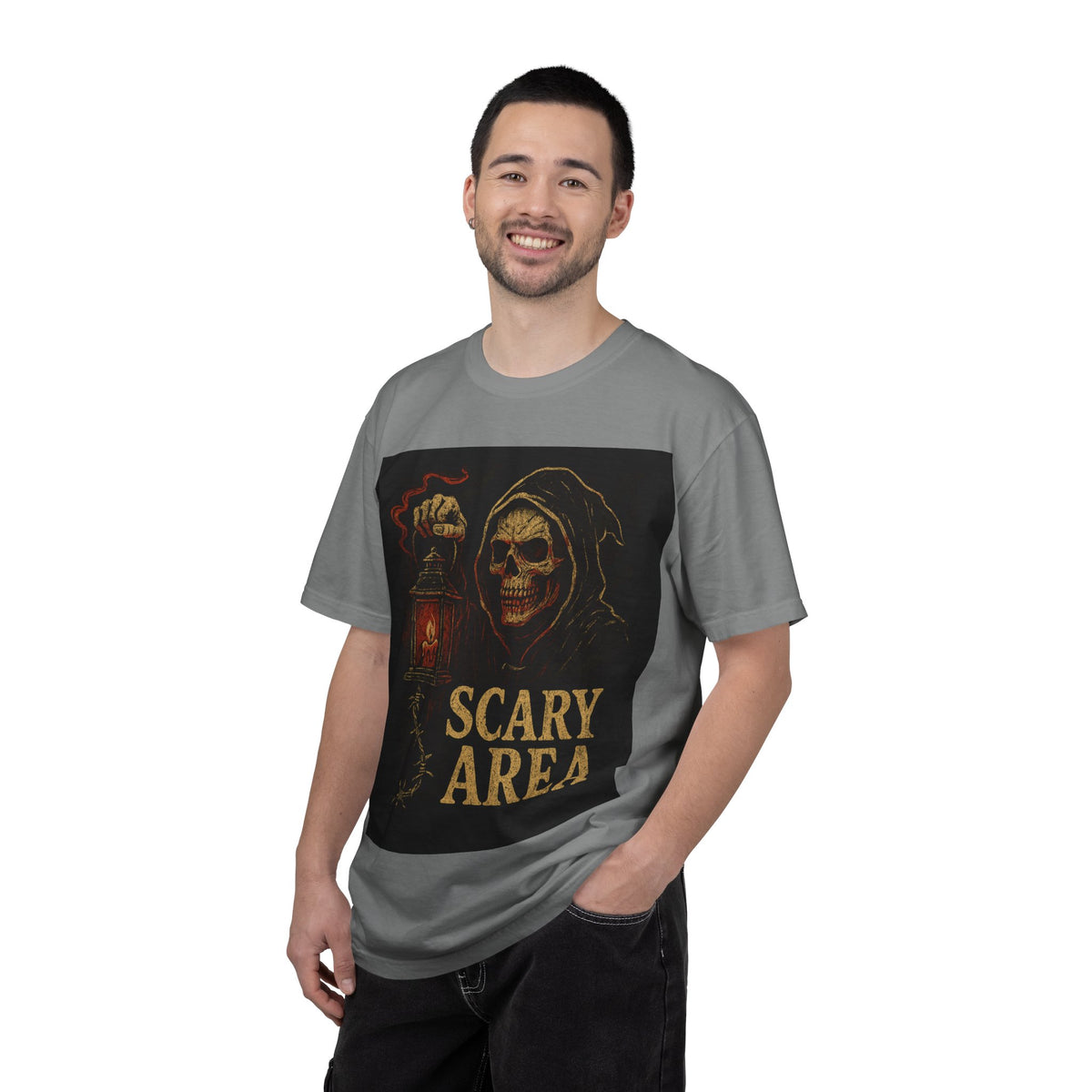 Scary Area T-Shirt — Grim Reaper Lantern Halloween Tee