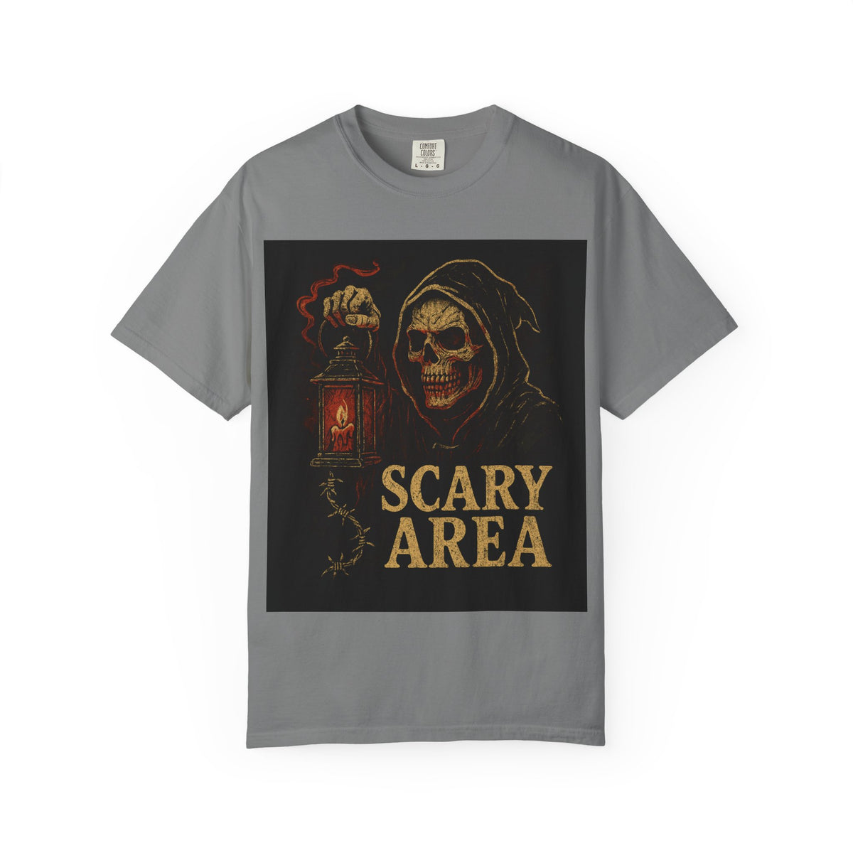 Scary Area T-Shirt — Grim Reaper Lantern Halloween Tee