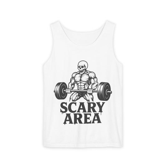 Scary Area • Buff Skeleton Gym Tank (Comfort Colors)