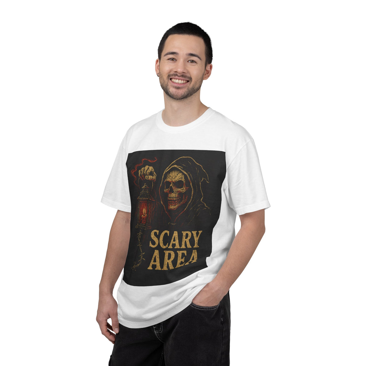 Scary Area T-Shirt — Grim Reaper Lantern Halloween Tee
